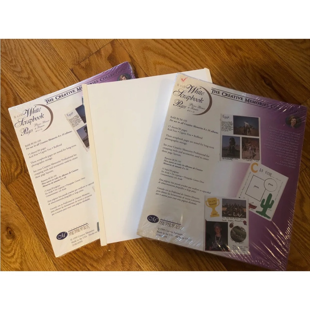 Creative Memories Old style 8 x 10 white blank sheets 3 packages - 2 new, 1 open